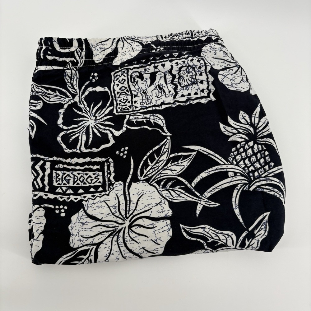 Big Dogs Shorts Mens Size XL Black Swim Trunks Drawstring Surf Beach‎ Floral